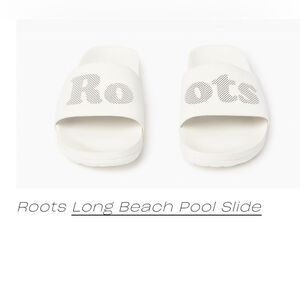 ROOTS Long Beach Pool Slide in White Perforated Spellout